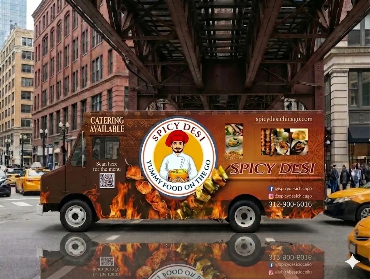 Spicy Desi halal food truck Chicago with live tandoor cooking